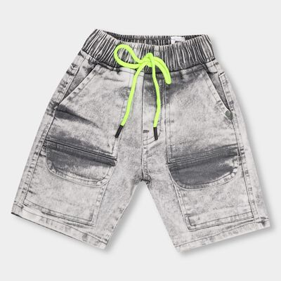 Boys' Washed Gray Cargo Style Bermuda Shorts