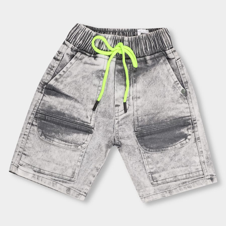 Boys' Washed Gray Cargo Style Bermuda Shorts, Light Grey, large image number null