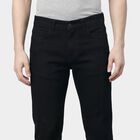 Men's Black Slim Fit Washed Jeans, काला, small