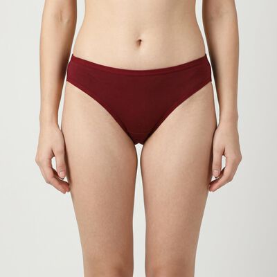 Women's Maroon Regular Fit Solid Panty