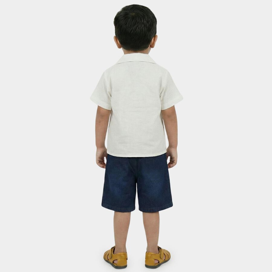 Boys White Cuban Casual Shirt, White, large