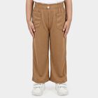 Girls' Beige Wide Leg Ribbed Trousers, गहरा पीला, small