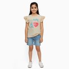 Girls' 100% Cotton T-Shirt, गहरा पीला, small image number null