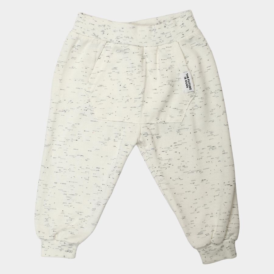 Infants' Melange Light Grey Jogger Fit Printed Pyjama, मिश्रित हल्का ग्रे, large