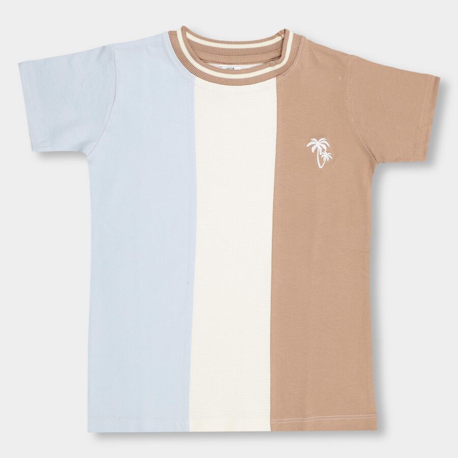 Boys' 100% Cotton Half Sleeves T-Shirt, भूरा, large image number null