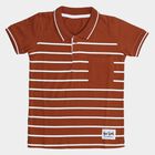 Boys Rich Burnt Brown Polo Neck Casual T-Shirt, भूरा, small image number null