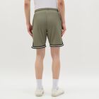 Men's Muted Olive Green Textured Elastic Waist Bermuda Shorts, Light Green, small