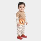 Infants' Beige 100% Cotton Round Neck Baba Suit, Beige, small