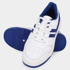 Men's Bright White and Deep Royal Blue Lace-Up Casual Sneakers, Blue, small