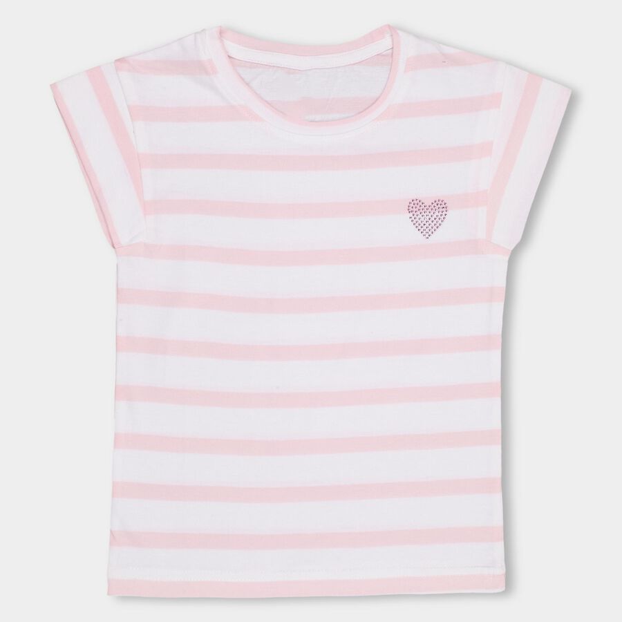Girls' 100% Cotton T-Shirt, गुलाबी, large image number null