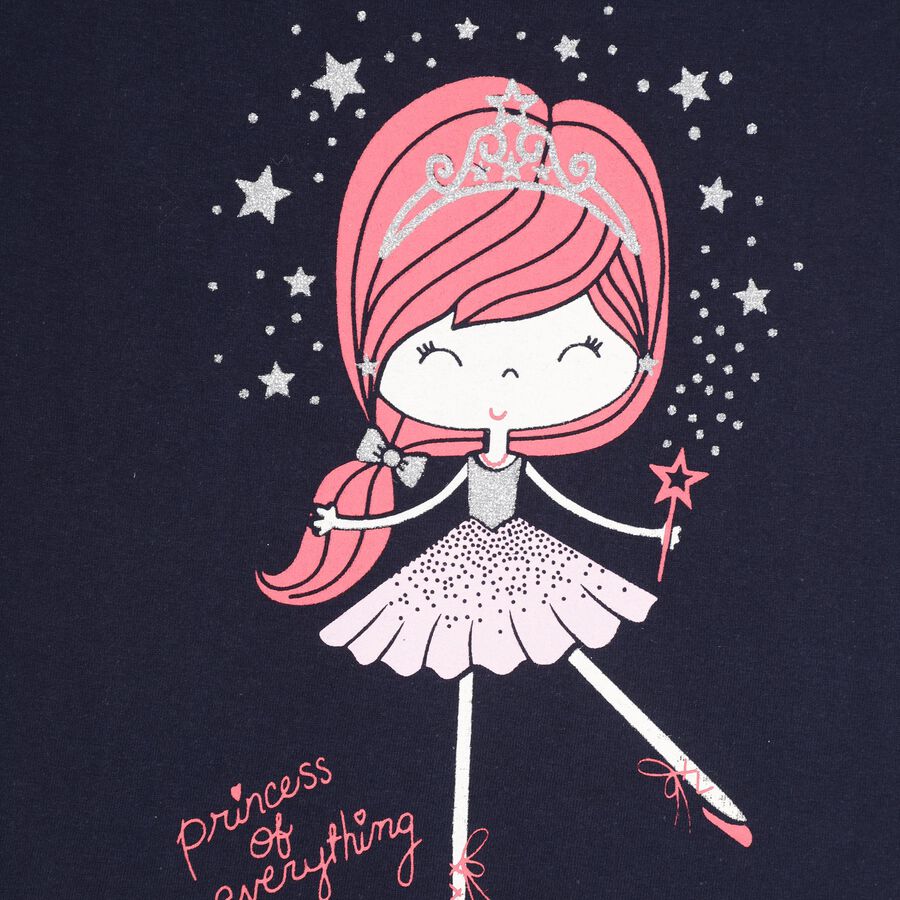 Girls' 100% Cotton T-Shirt, नेवी ब्लू, large image number null