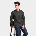 Men's Olive Green Regular Collar Casual Shirt, Dark Green, small