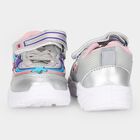 Girls' Silver Velcro Strap Sneakers, सिल्वर, small