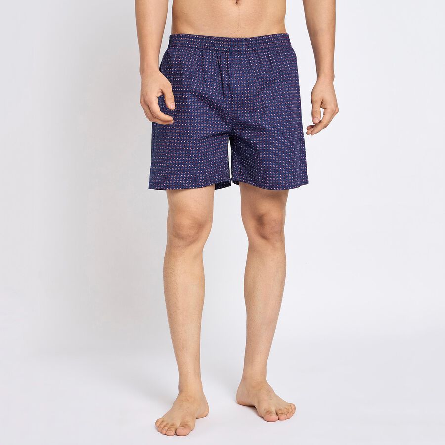 Men's 100% Cotton Boxers , नेवी ब्लू, large