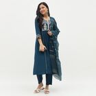 Women's Deep Teal Embroidered Ethnic Set, Teal Blue, small