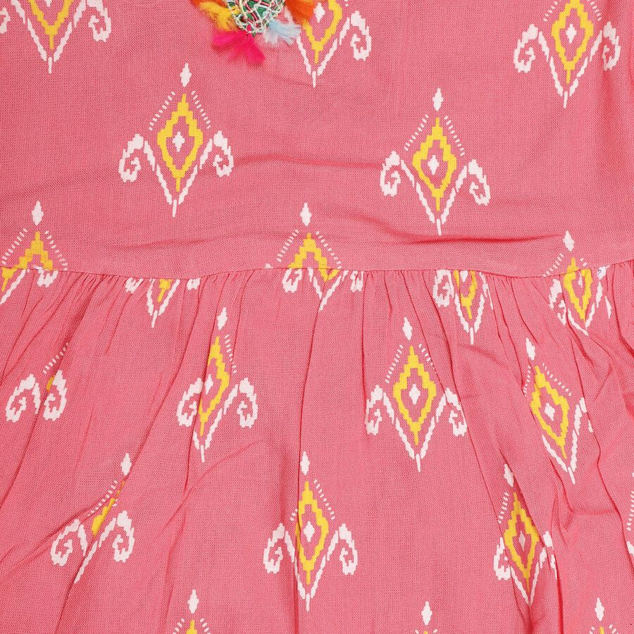 Girls' Bright Pink V-Neck Bohemian Upper and Bottom Set, Pink, large