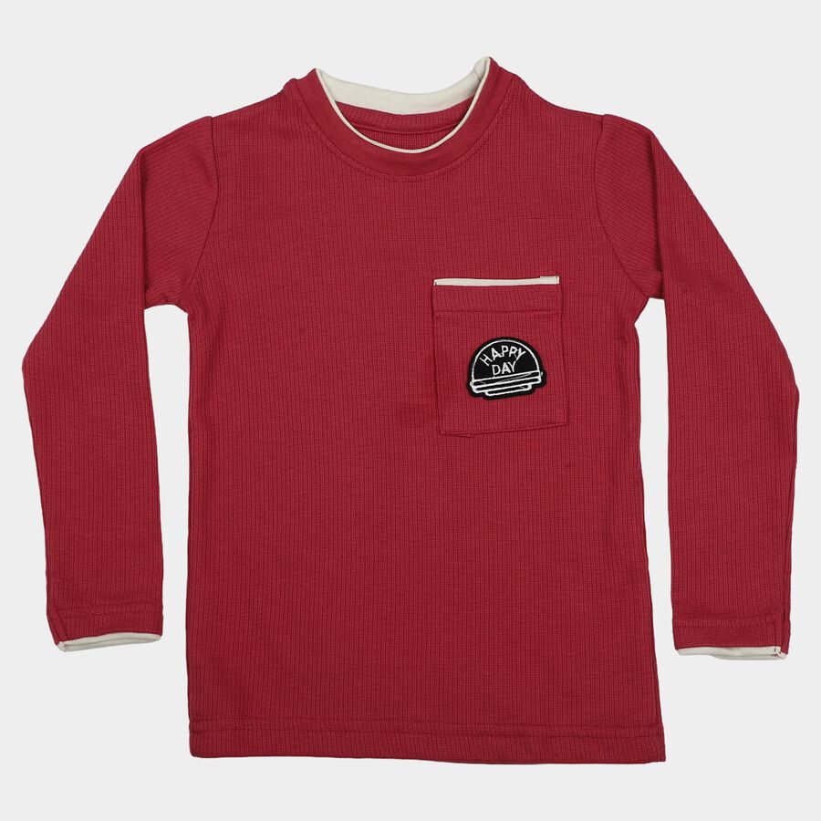 Boys Pink Crew Neck Regular T-Shirt, Pink, large