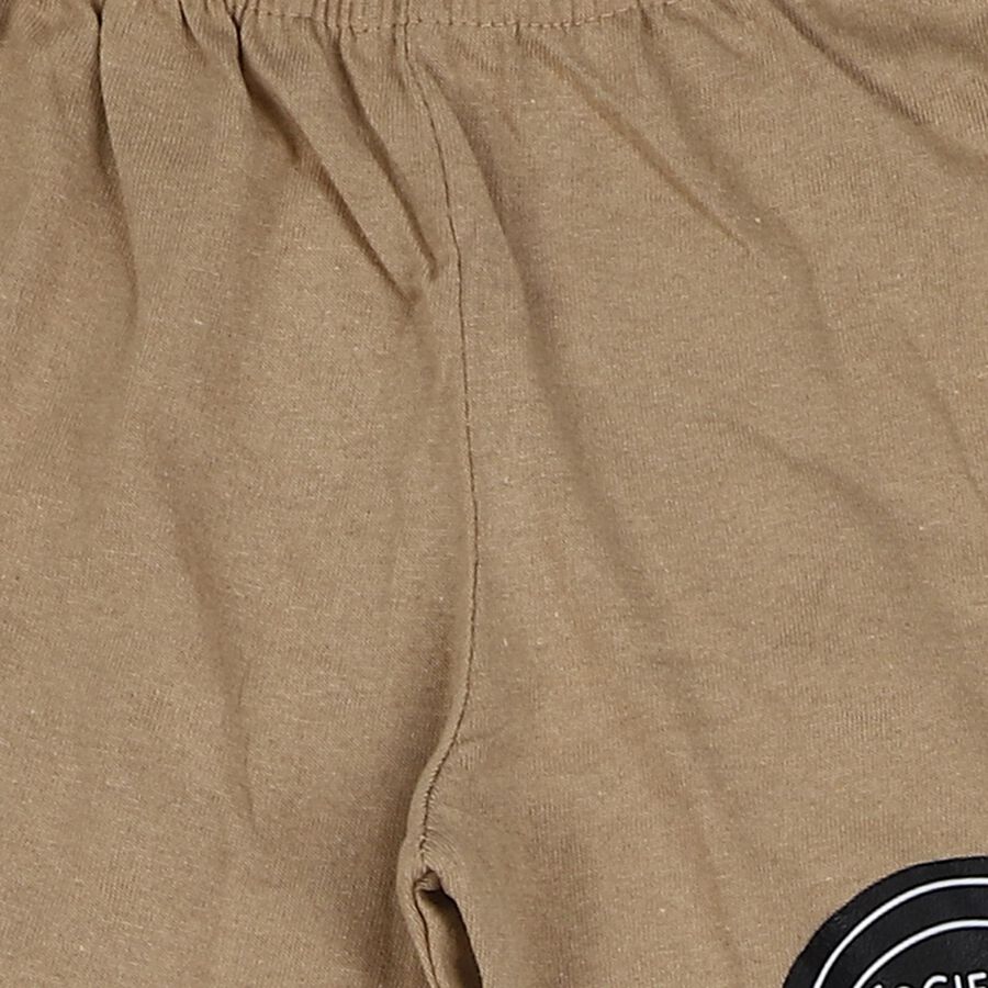 Boys' Beige Cotton Blend Pyjama, Beige, large
