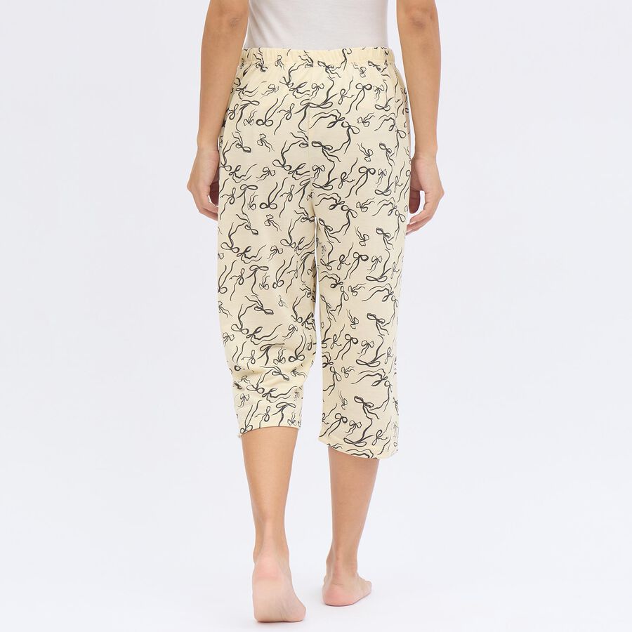 Ladies' Cream Slim Fit Flared Capri, Off White, large image number null