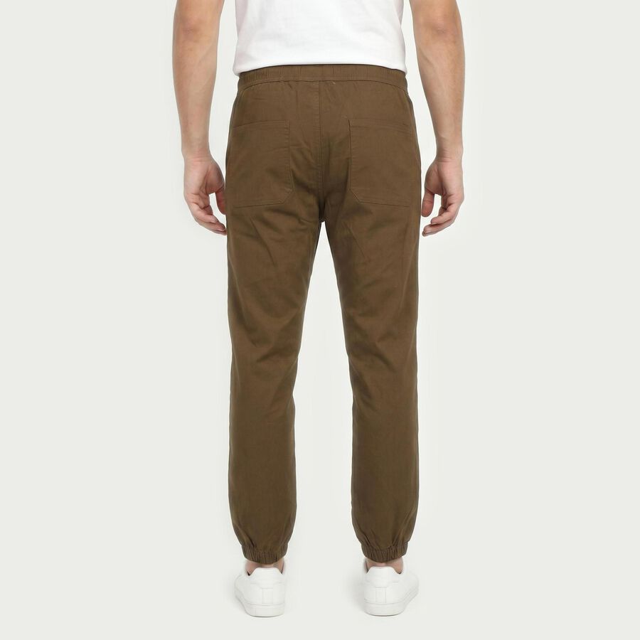 Men's Brown Slim Fit Casual Chino Trousers, भूरा, large