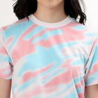 Women's Bright Pink and Blue Round Neck Playsuit Upper and Bottom Set, Light Pink, small