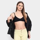 Ladies' 100% Cotton Bra , Black, small image number null