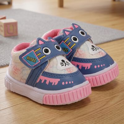 Girls' Pink Velcro Strap Sneakers