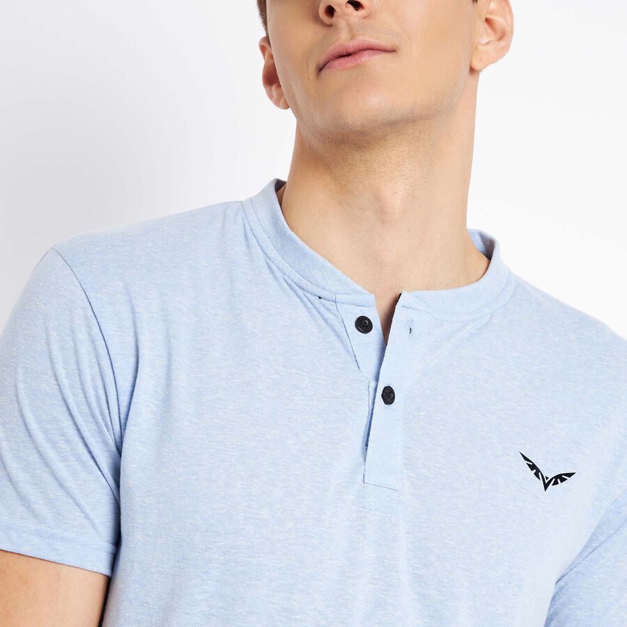 Solid Henley T-Shirt, Light Blue, large image number null