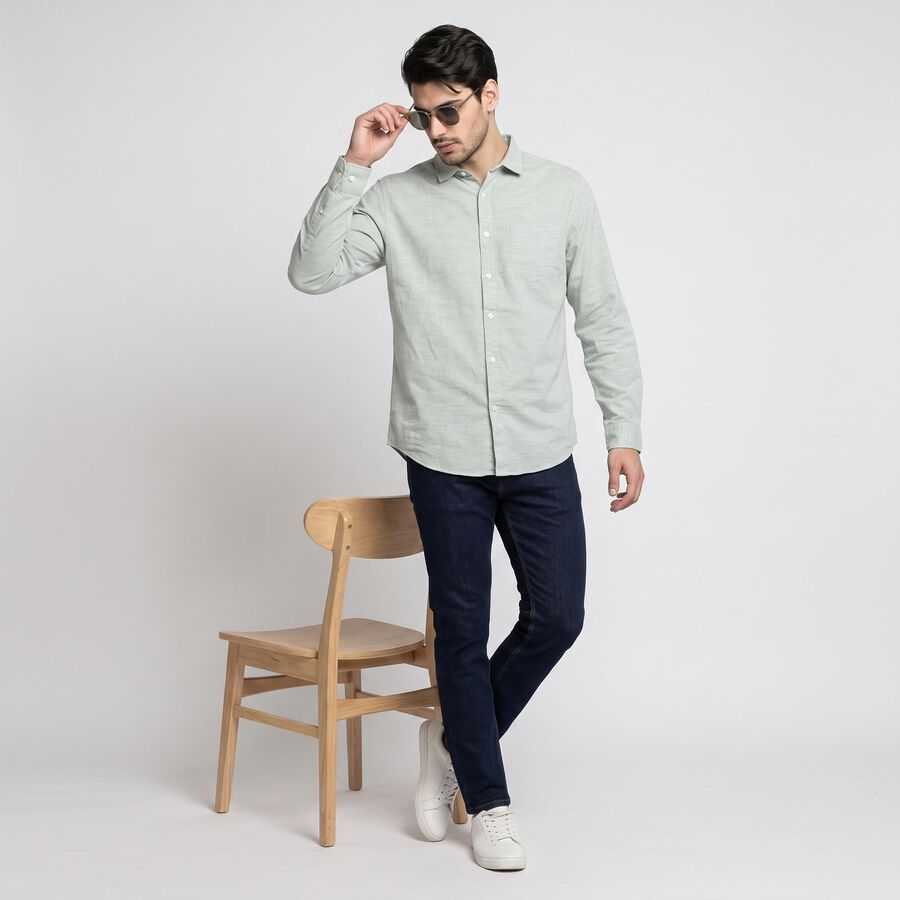 Men's Mint Green Casual Shirt, हल्का हरा, large