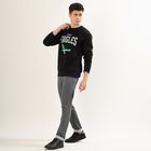 Men's Jet Black Crew Neck Graphic Sweatshirt, Black, small image number null