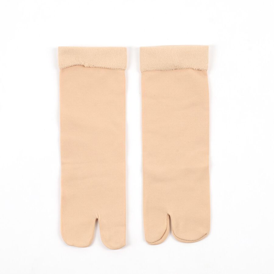 Women's Beige Regular Fit Split-Toe Ankle Socks, Beige, large