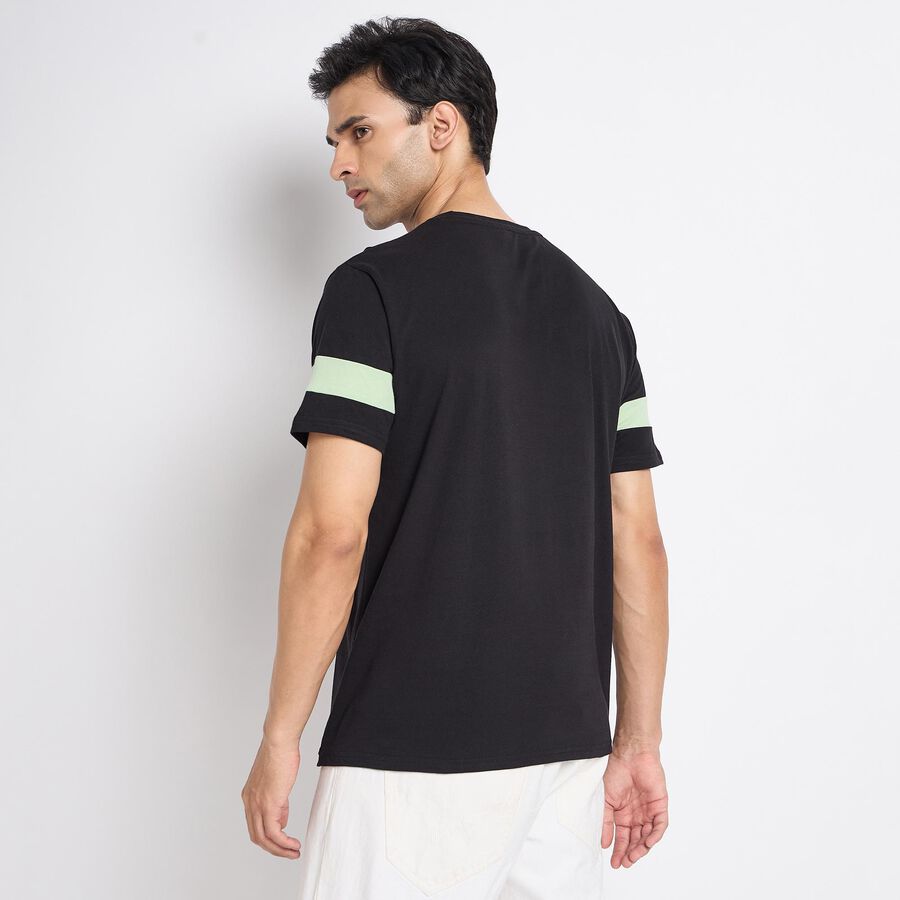 Men's 100% Cotton Round Neck Half Sleeves T-Shirt, Black, large image number null
