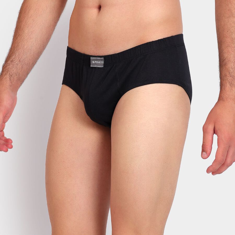 Men's 100% Cotton Briefs, Black, large image number null