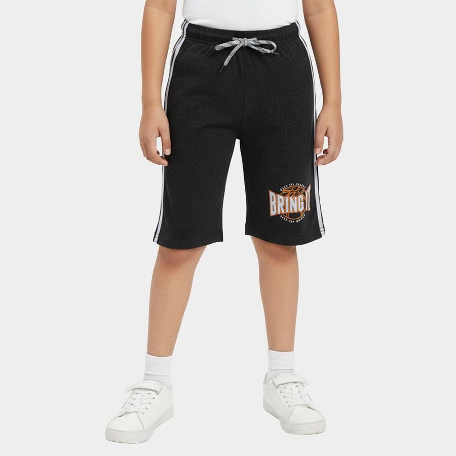 Boys' Charcoal Regular Fit Elastic Waist Jamaican Shorts, Charcoal, large