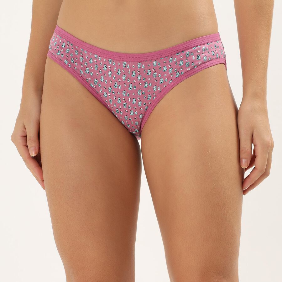 Women's Dusty Rose Printed Bikini Panty, Pink, large image number null