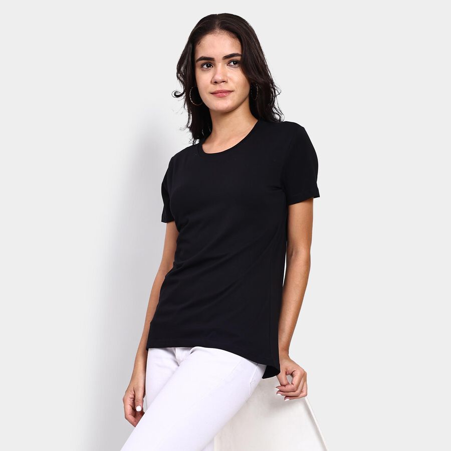 Ladies' Round Neck T-Shirt , Black, large image number null