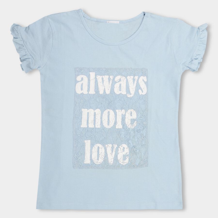 Girls' 100% Cotton T-Shirt, Light Blue, large image number null