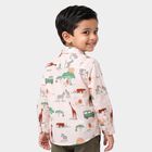 Boys Off White Cotton Collared Regular Fit Shirt, Off White, small