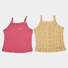 Girls' Yellow Cotton Scoop Neck Waistcoat Vest, पीला, small