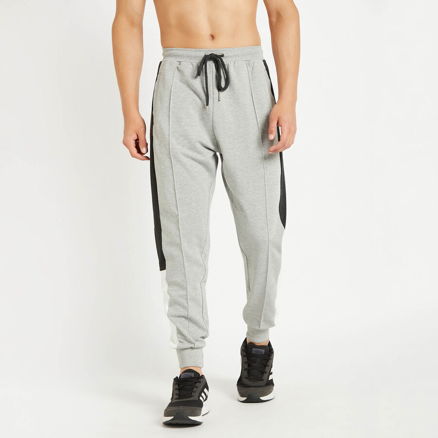 Cut & Sew Track Pants, Melange Mid Grey, large image number null