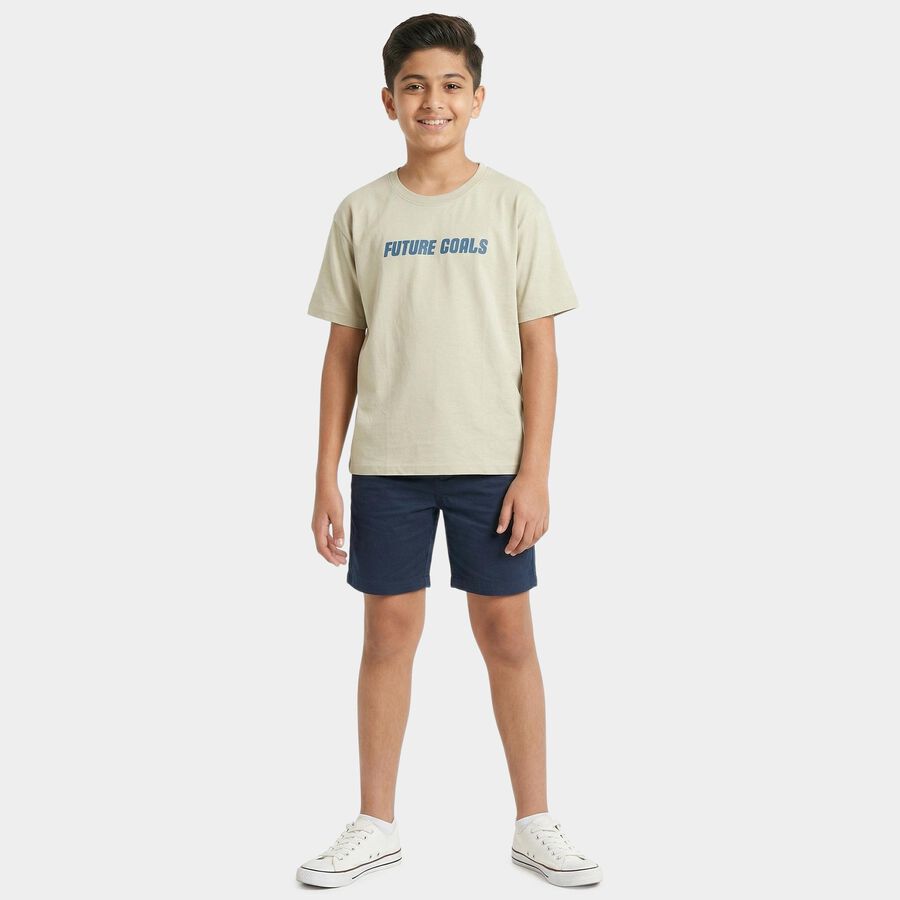 Boys Grey Round Neck Casual Boys T-Shirt, हल्का ग्रे, large