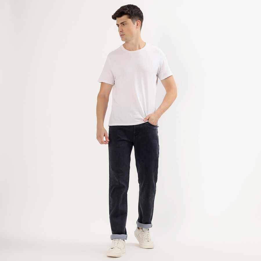 Men's Washed Black Slim Fit Jeans, Dark Grey, large