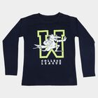 Boys Navy Blue Round Neck Regular Boys T-Shirt, Navy Blue, small