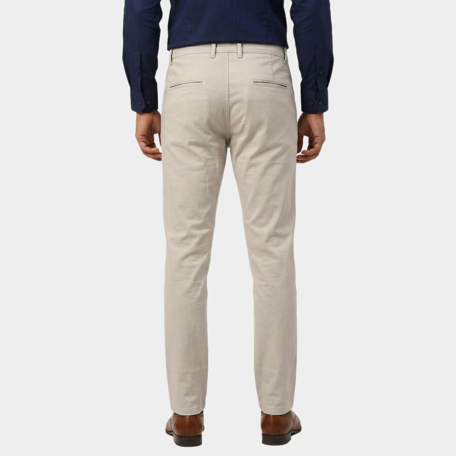 Men's Silver Slim Fit Casual Trousers, सिल्वर, large