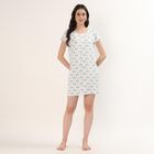 Women's White Scoop Neck Lace Detail Nighty, White, small