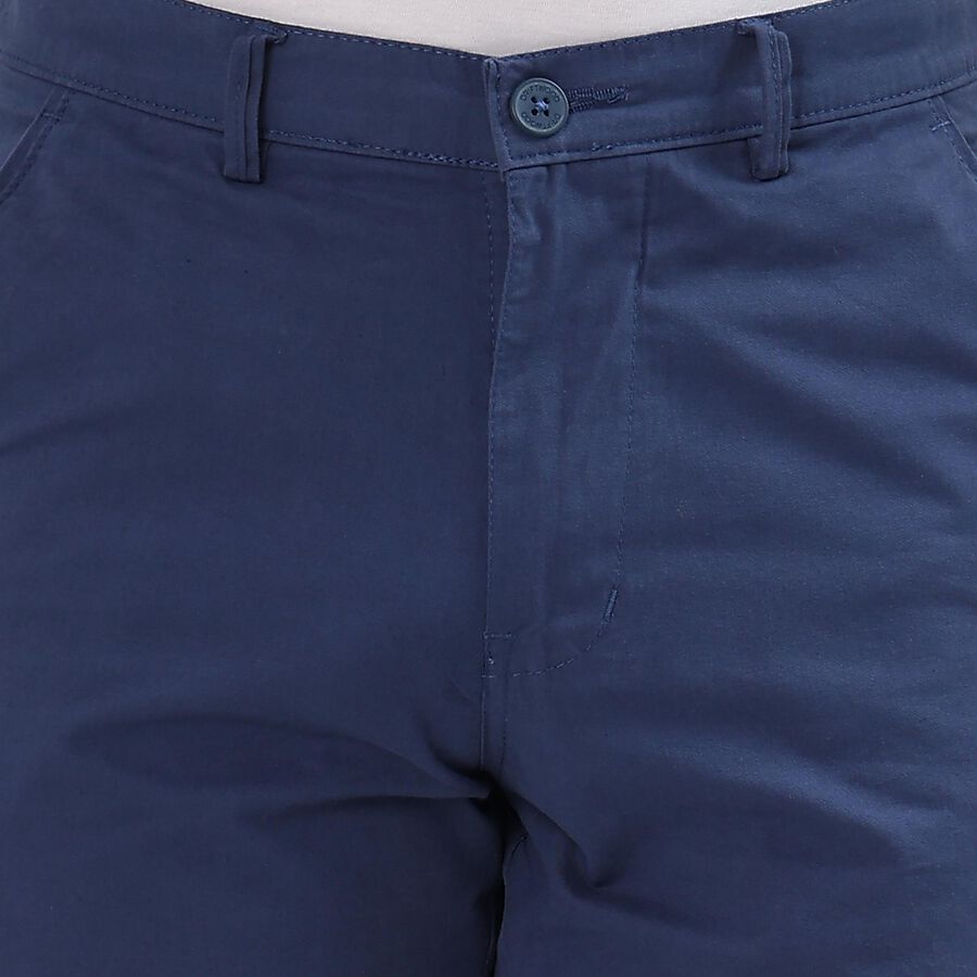 Men's 100% Cotton Slim Fit Casual Trousers, Dark Blue, large image number null