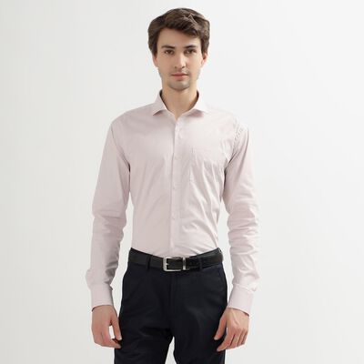 Men's Light Pink Cut Away Collar Slim Fit Formal Shirt