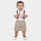 Infants' Beige Cotton Polo Neck Embroidered Baba Suit, गहरा पीला, small