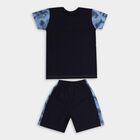 Boys' Navy Cotton Round Neck Graphic Baba Suit, Mid Blue, small image number null