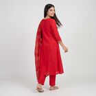 Women's Fuchsia Notch Neck Embroidered Ethnic Set, Fuchsia, small